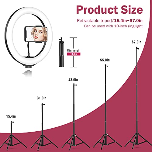 Ringlicht Mit Stativ Handy, 10 Zoll Ringlicht mit 2 Stativ für Live Streaming/Videokonferenz/YouTube/Makeup, LED… – Bild 7