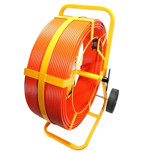 Jameson Good Buddy II 3/8 x 1000 ft Fiberglass Duct & Conduit Rodder High-Capacity Reel with All-Terrain Wheels for Electrical and Telecom Cable Pulling