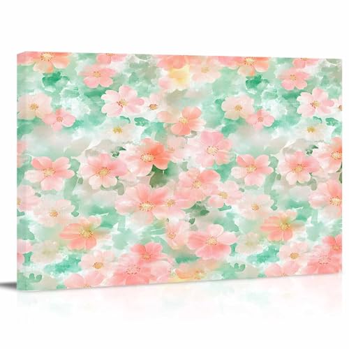 Rullikatlyi Pink Green Spring Floral Wall Decor for Living Room