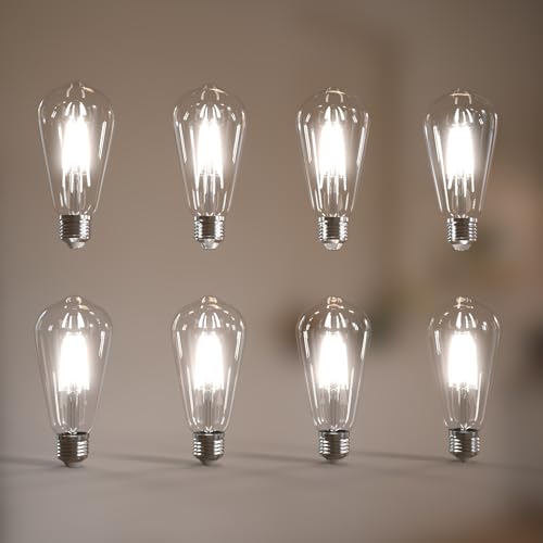 Image of Jensense Edison Bulbs E26 LED Bulb 60 Watt Equivalent, Vintage LED Light Bulbs CRI90+ ST19, Dimmable Clear Light Bulbs (5000K Daylight, 6watt-8 Pack)