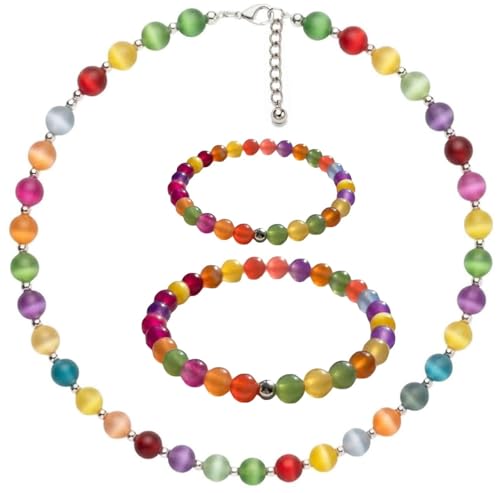 Collier ras de cou perlé arc-en-ciel dopamine pour vos festivals d'été