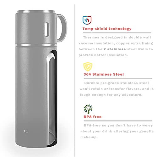 Thermoses Mug With Coffee Mug Vacuum Insulated Stainless Steel Thermos Leak Proof Portable Coffee And Beverage Insulation Pot For Travel, Office And Picnic (480Ml / 16.3Oz, Black) #TOP3