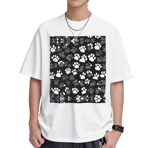 T-shirt en coton imprimé patte bicolore, coupe ample et col rond confortable