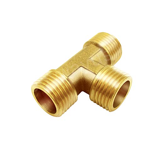 Joywayus Brass Pipe Fittings 1/2" to 1/2" to 1/2" Male NPT Thread Forged Tee Pipe Tube Fitting(Pack of 3)