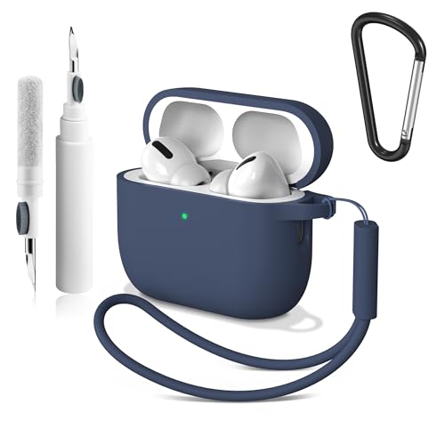 Image of Meliya for AirPods Pro 3 Case 2025 with Cleaner Kit, Soft Silicone Protective Case for Apple AirPods Pro 3rd Generation with Keychain & Lanyard for Women Men (Midnight, Airpods Pro 3 2025)