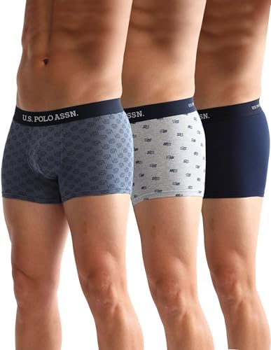 Image of U.S. Polo ASSN. Mens OET14 Anti Microbial Printed Underwear Trunks - Pack of 3