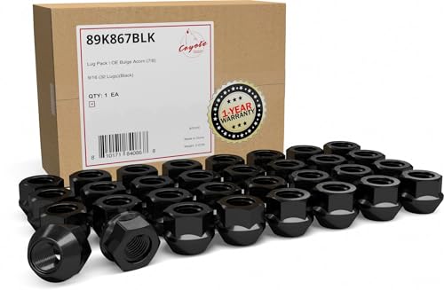 Image of Wheel Accessories Parts 32 Pcs 9 /16 inch-18 Thread 21mm 0.84 inch Long Open End Bulge Acorn Lug Nuts Black Chrome 7 /8 inch 22mm Hex Fits Chevrolet GMC C20 C30 C3500 K20 K30 K35 | Ford 1975-98 F250 1982-97 F350