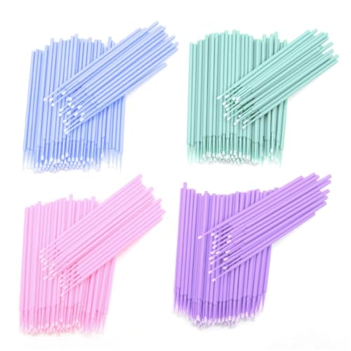 400PCS Microcepillos Aplicadores, Cepillo de Micro Extensión, Desechable Micro Cepillos, para Extracción de Pestañas, Eliminación de Maquillaje, Nail Art and Painting, Limpieza
