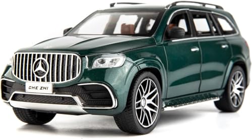Image of 1 /24 Mercedes Benz GLS63 AMG Model Car,Zinc Alloy Diecast Toy Car Pull Back with Light and Sound Toy Vehicle Door Can Be Opened (Green)