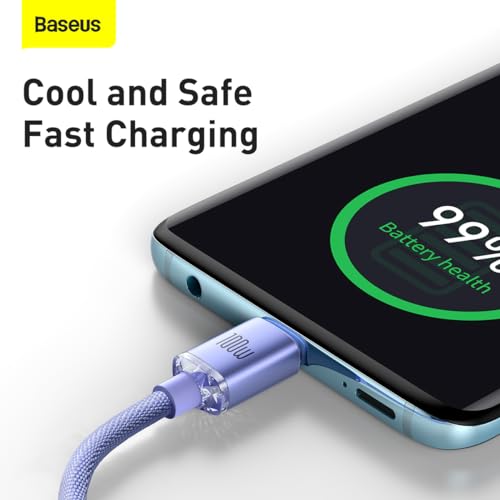 Image of Baseus Crystal Shine 100 W 120 cm PD Type-C Charging Cable Purple