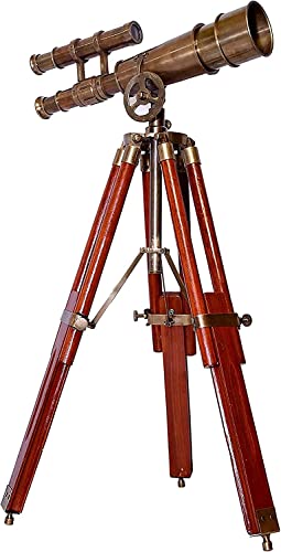 Victorian Marine Telescope 18x Functional Pirate Spyglass with a Rosewood Tripod Stand Gifting Zoomable for Kids Traveler Adventure Enthusiasts Table Top Telescopic - Antiqueex