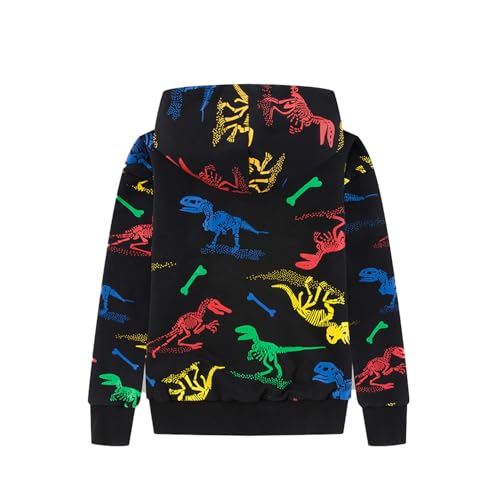Mud Kingdom Boys Hoodies Outerwear Jackets with Hood Long Sleeve Spring Fall Casual Dinosaur Print Side Pockets Zipper2
