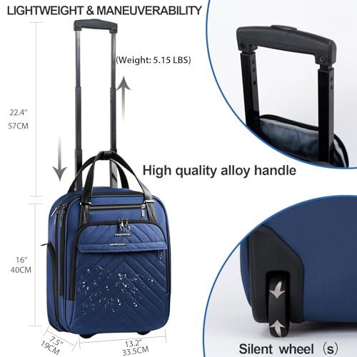 VANKEAN Carry On Underseat Multi-functional, 16-inch Underseater Lightweight Overnight Suitcase for Men Women
