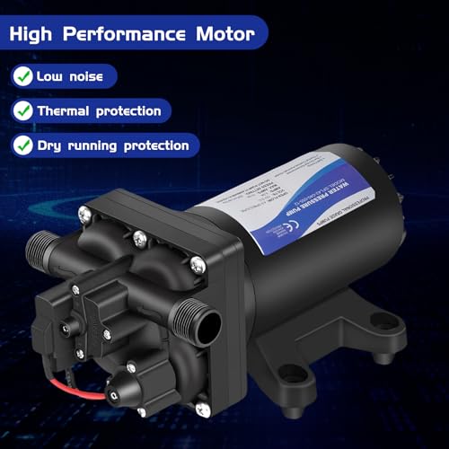 Image of 4048153E75 Electric Water Pump, 12V 4 GPM, 55 PSI, 10 Amps Self-Priming Diaphragm Pump, Compatible with RV, Caravan Marine Yacht,Farmland and Garden Irrigation,with Pressure Switch and Filter