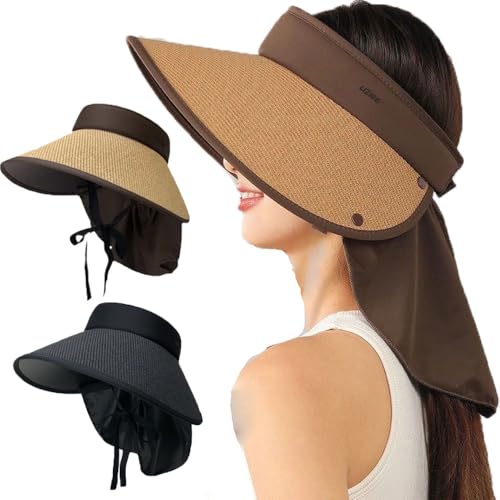 La Mejor Lista de Sombreros y gorras para Mujer los más recomendados. 47 NDOOL Sombrero del Sol Plegable 2 Unidades, Sombrero de Visera Ajustable, ala Ancha para Verano, Sombrero Paja, Gorra de Golf, Sombrero de Playa para Mujer, Paquete 2 Packs