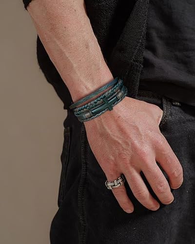 Men's Leather Cross Bracelet - Black or Brown Multi-Layer Braided Christian Religious Wristband Jewelry for Men, 8.3" & 9.1" Sizes4