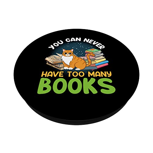 Funny reading books quote for bookdragons and bookworms cats PopSockets Swappable PopGrip, Black - Image 2