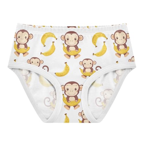 ZZKKO Cute Monkey Banana Girls Underwear Toddler Panties for Girls Comfort Brief Size 2T-8Y