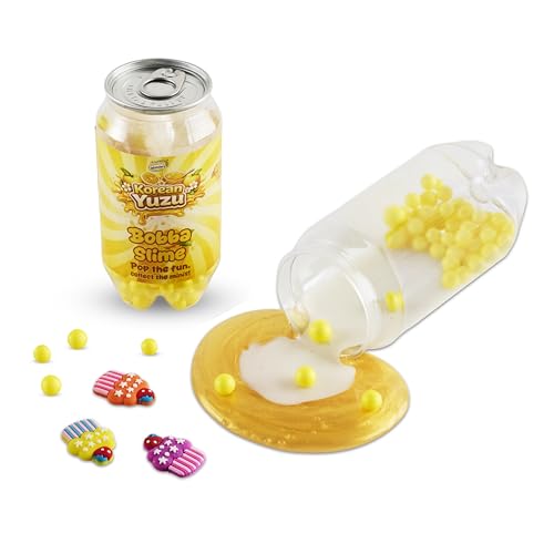 Image of Korean Yuzu Bobba Slime for Kids & Adults | Squishy Stretchy Slime with Bobba Beads & Collectible Mini Charms | Surprise Slime Can Toy | Stress Relief Sensory Play | Ages 6+ (1 Can)