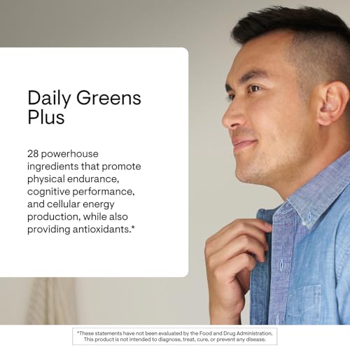 Image of THORNE - Daily Greens Plus - Comprehensive Greens Powder with Matcha, Spirulina, Moringa and Adaptogen, Mushroom and Antioxidant Blends - Refreshing, Mint Flavor 7.3 Oz - 30 Servings