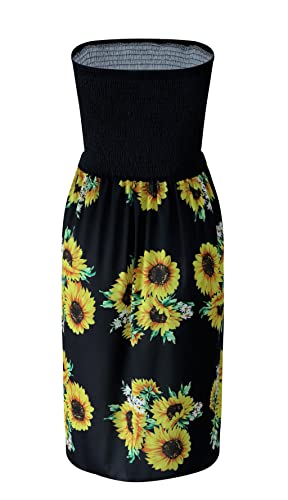 Image of Zyyfly Strapless Dress for Women Summer Beach Boho Smocked Tube Top Dress