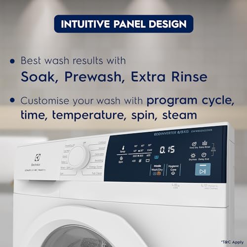 Image of Electrolux 8kg /5kg 5 Star EcoInverter Fully Automatic Front Load Washer Dryer, Scandinavian Design with 40C Vapour Wash for Sustainable Clothing, Wash To Dry, White, UltimateCare 300, EWW8024D3WB