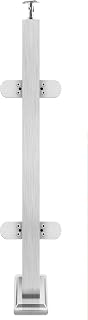 Glass Railing Post 43.5" with Adjustable Top Breckets,304 Stainless Steel Glass Balustrade Post System with 4 Clamps for Indoors & Outdoors Deck,Balcony,Attic,Staircase (Mid Post,Silver)