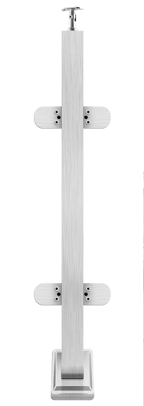 VoTwoofv Glass Railing Post 43.5" with Adjustable Top Breckets,304 Stainless Steel Glass Balustrade Post System with 4 Clamps for Indoors & Outdoors Deck,Balcony,Attic,Staircase (Mid Post,Silver) by VoTwoofv - Used condition - US$44.23