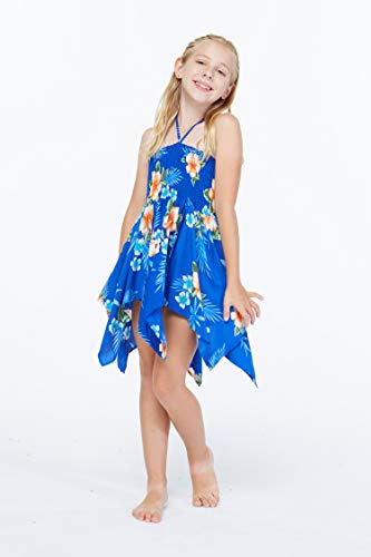 Image of Matchable Family Hawaiian Luau Men Women Girl Boy Clothes in Hibiscus Blue