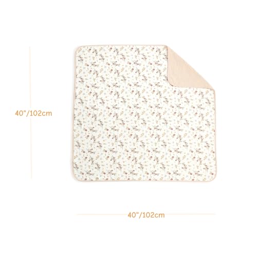 Image of CREVENT 40''X40'' 100% Organic Cotton Muslin Baby Blanket for Newborns, Essential for Baby Shower Birthday Gift - Beige Flower 100X100cm
