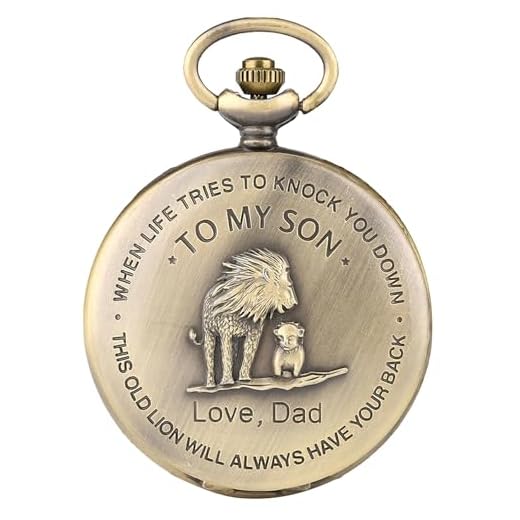 Boy's Quartz fickur romerska siffror display kedja graverad fickur to my son fickur till min son med box Lejonkungen