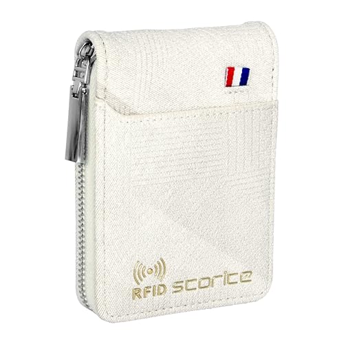 Image of Storite RFID Protected PU Leather 9 Slot RFID Vertical Credit Debit Card Holder Money Wallet Zipper Coin Purse for Men Women (Beige, 11.5x2x8Cm)