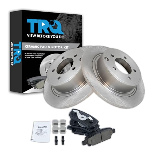 Image of TRQ Rear Brake Pad and Rotor Set Ceramic Compatible with 2017 Jeep Compass Patriot 2014-2016 Mitsubishi Lancer 2013 Chrysler 200