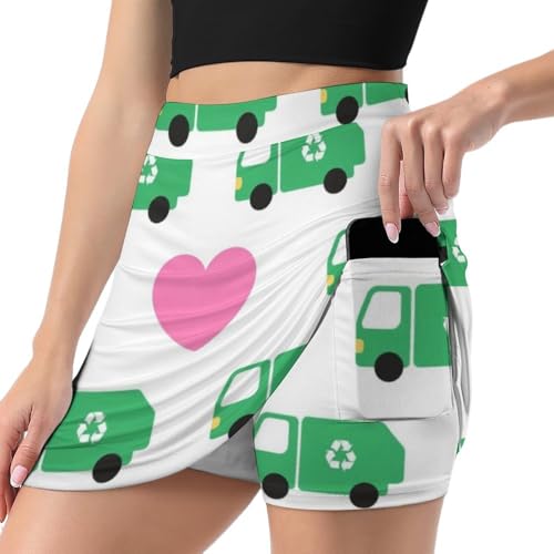 Women A-Line Skort Bodycon Built-in Safety Shorts Mid Waist Swing Pleated Skirts2