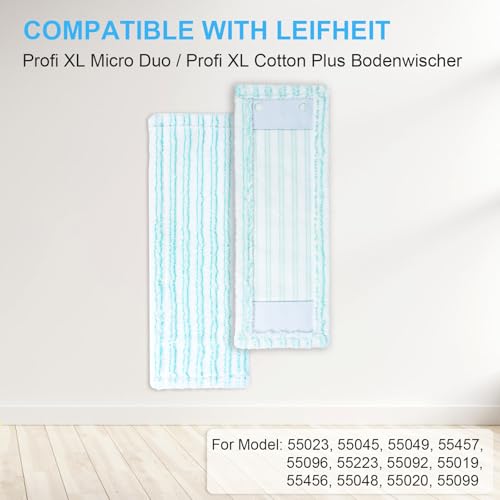 Set of 4 Mop Covers for Leifheit Profi XL Micro/Profi XL Cotton Plus Duo Floor Mop, 2 Types Microfibre System Replacement Cover for All Floors