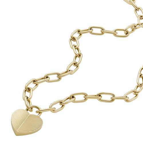 Image of Fossil Women's Gold-Tone Stainless Steel Pendant Chain Necklace for Women