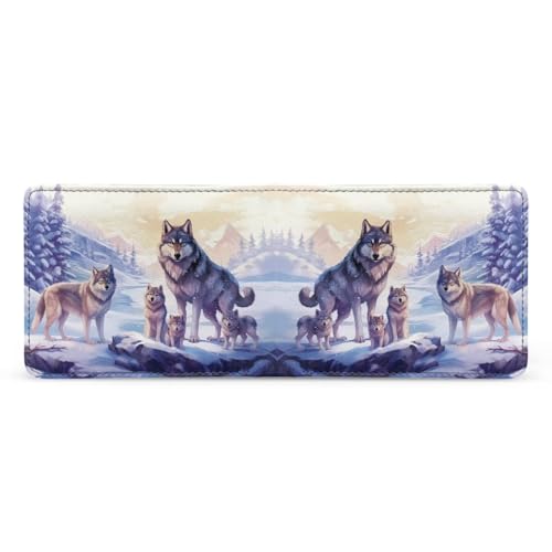 Image of Coldinair Wolf Family Boys Wallet for Kids and Teenager,Stellar Small RFID Bifold Wallets Bi-fold PU Leather Wallet Credit Id Card Cash Holder for Teen Boys