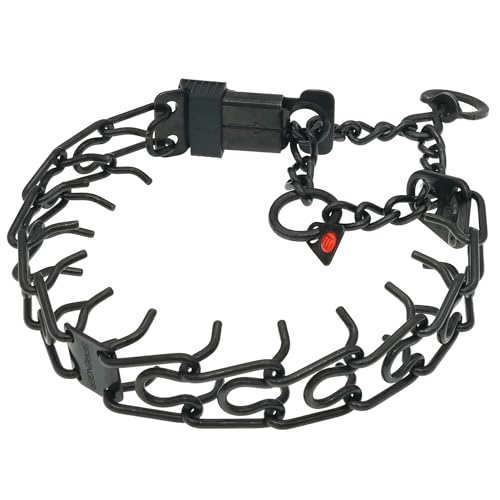 Image of Herm Sprenger Black Stainless Steel Dog Collar with Short Links and Quick Release ClicLock Buckle Made in Germany (20in x 3.0mm (Neck Size up to 16-17in)