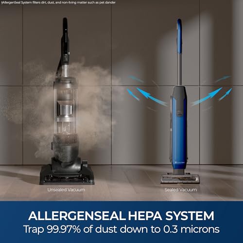 Image of Kenmore CU5001 Litening Cordless Upright Vacuum with Lift-Up & Hair Eliminator Nozzle, Brushless Motor, HEPA Filter & LED Display for Low-Pile Carpets, Rugs, Hard Floors & Pets, Blue