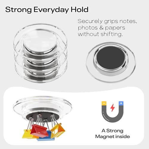 Optomni Clear Fridge Magnets, 36-Pack Transparent Round Magnets for Refrigerator, Office & Classroom – Small Whiteboard Accessories for Dry Erase Boards by Optomni - Image 2