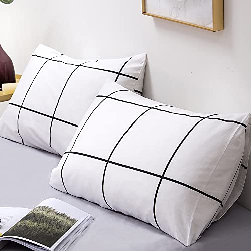 Clothknow White Plaid Comforter Sets Queen White Bedding Comforter Set Full White Black Grid Comforter Queen Men Women Comforter Distressed Comforter Geometric Checker Bed Bedding Comforter Sets #TOP6