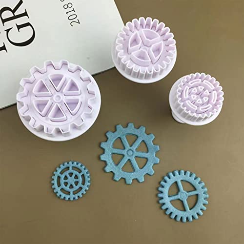 Set 3 moldes cortadores con forma de engranaje miniatura 4