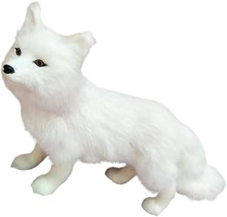 LIFKOME White Fox Plush Arctic Fox Stuffed Animal Plush Faux Fur Fox Doll Toy for Winter Home Garden Kids Children Nursery Room Decor