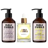 BALI CURLS Set – Curl Defining Gel (150 ml), Hydrating Curl Cream (150 ml) & Bonding Oil (30 ml) – Pflegeset für definierte, glänzende & gepflegte Locken