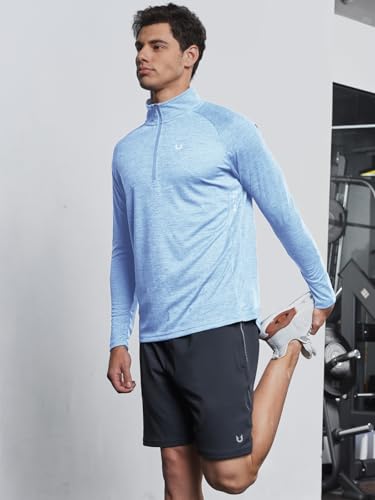 Image of NORTHYARD Men's Quarter Zip Pullover Athletic Running Shirt Long Sleeve | 1 /4 Zip Top, Quick Dry Lightweight, Moisture Wicking Breathable, Reflective Strips, Performance Workout Gym, Hiking Sports