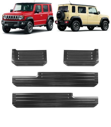 Techlexa 新型 ジムニーノマドJC74W 5ドア JIMNY NOMADE にも対応 サイドステップガード 傷隠し キズ防止 汚れ防止 車ドア保護ドアガードステッカー ドアシルプロテクター ステンレス製 内装 カスタム パーツ For JIMNY