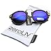 zeroUV Vintage Inspired Round Horned Rim P-3 Frame Retro Sunglasses (Black-Gold Ice)