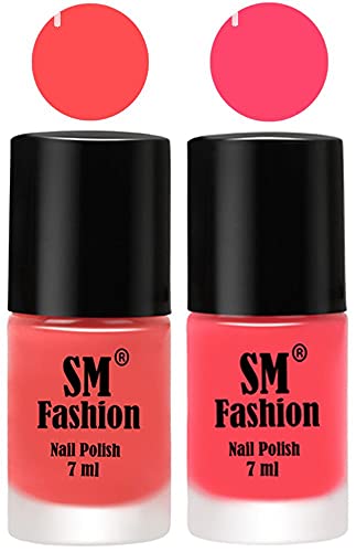 Image of Long Lasting Nail Polish | Nail Paint Combo 7 ml Each) - Set of 2 Peach Pink-Pink