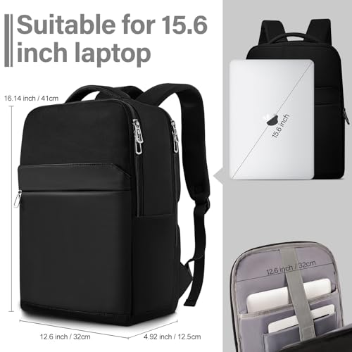 SONAMBULO Laptop Rucksack 15,6 Zoll, Business Notebook Tasche für Unisex mit USB-Anschluss und wasserabweisend, ideal für Arbeit, Reise, Schule, Universität (Schwarz)