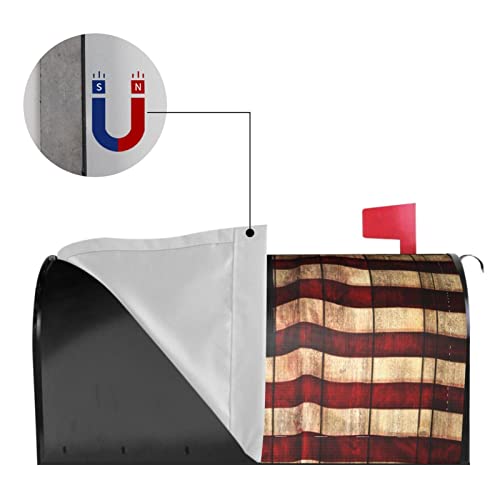 Image of Vintage American Flag Mailbox Covers Large Size 25.5x21 Inch Patriotic American Memorial Day Magnetic Mailbox Cover 4th of July Holiday Decorative Post Letter Box Cover for Yard Garden Entrance